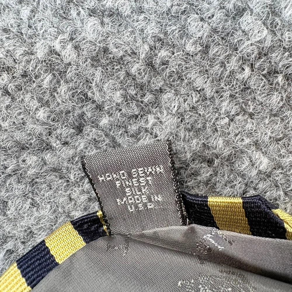 VTG Robert Talbott Mens Silk Tie Yellow Navy Blue Striped Hand Sewn USA Made